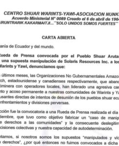 Comunidades Shuar Mining Watch